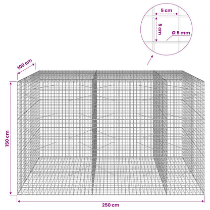 vidaXL Gabion with 5 mm Wire and 5x5 cm Mesh 250x100x150 cm 6