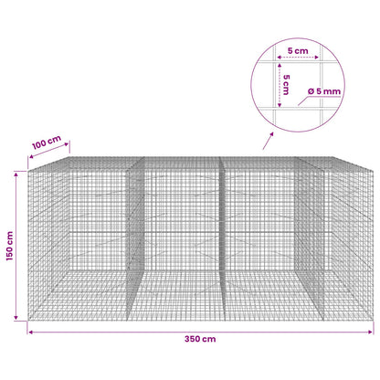 vidaXL Gabion with 5 mm Wire and 5x5 cm Mesh 350x100x150 cm 6