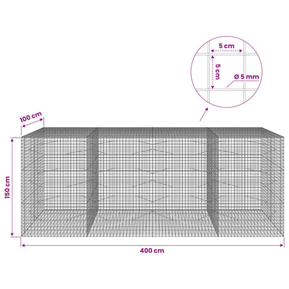vidaXL Gabion with 5 mm Wire and 5x5 cm Mesh 400x100x150 cm 6