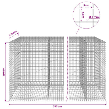 vidaXL Gabion with 5 mm Wire and 5x5 cm Mesh 750x100x150 cm 6