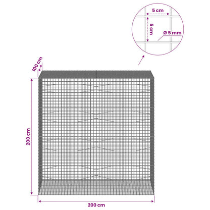 vidaXL Gabion with 5 mm Wire and 5x5 cm Mesh 200x100x200 cm 6