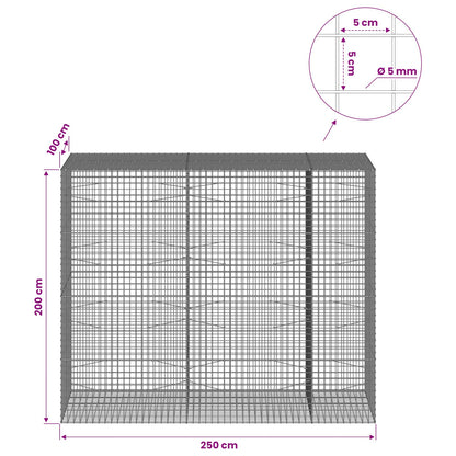 vidaXL Gabion with 5 mm Wire and 5x5 cm Mesh 250x100x200 cm 6