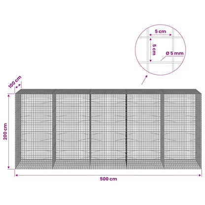 vidaXL Gabion with 5 mm Wire and 5x5 cm Mesh 500x100x200 cm 6
