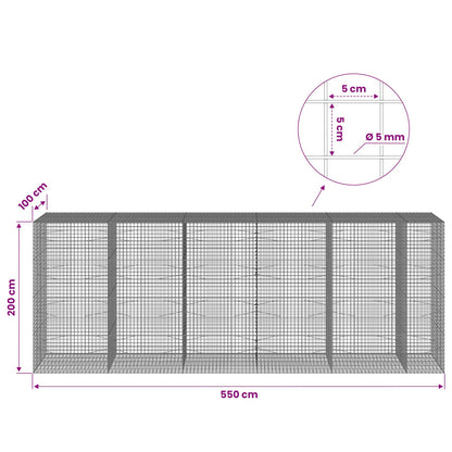 vidaXL Gabion with 5 mm Wire and 5x5 cm Mesh 550x100x200 cm 6