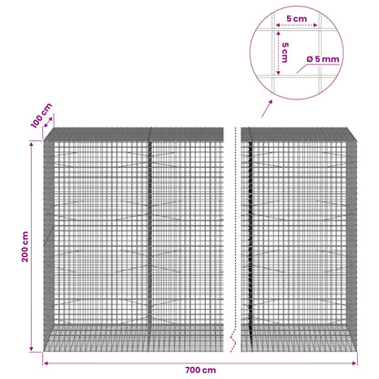 vidaXL Gabion with 5 mm Wire and 5x5 cm Mesh 700x100x200 cm 6