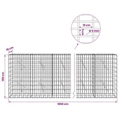 vidaXL Gabion with 5 mm Wire and 5x10 cm Mesh 1050x10x100 cm 6