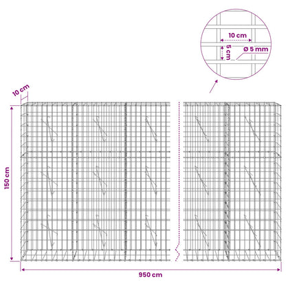 vidaXL Gabion with 5 mm Wire and 5x10 cm Mesh 950x10x150 cm 6