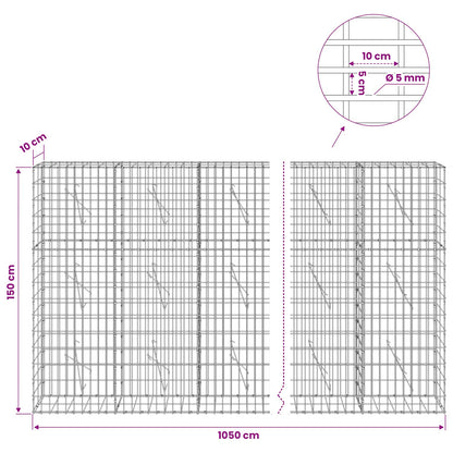 vidaXL Gabion with 5 mm Wire and 5x10 cm Mesh 1050x10x150 cm 6