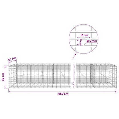 vidaXL Gabion with 5 mm Wire and 5x10 cm Mesh 1050x20x50 cm 6