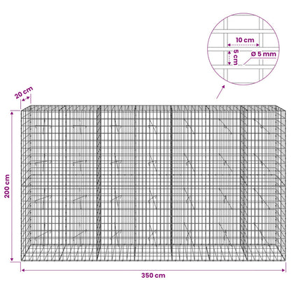 vidaXL Gabion with 5 mm Wire and 5x10 cm Mesh 350x20x200 cm 6