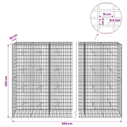 vidaXL Gabion with 5 mm Wire and 5x10 cm Mesh 800x20x200 cm 6