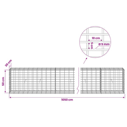 vidaXL Gabion with 5 mm Wire and 5x10 cm Mesh 1050x30x50 cm 6