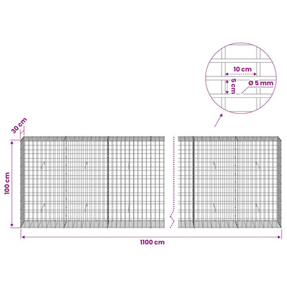 vidaXL Gabion with 5 mm Wire and 5x10 cm Mesh 1100x30x100 cm 6