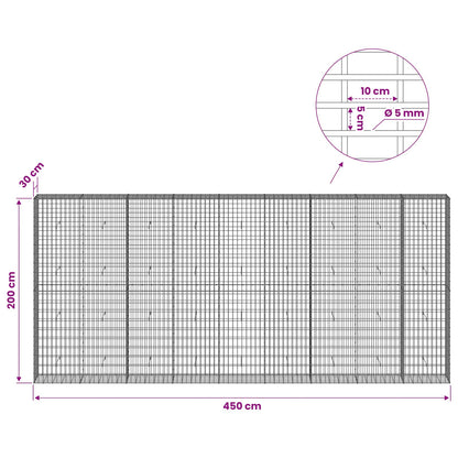 vidaXL Gabion with 5 mm Wire and 5x10 cm Mesh 450x30x200 cm 6