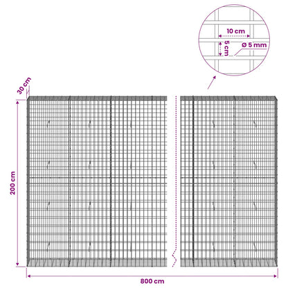 vidaXL Gabion with 5 mm Wire and 5x10 cm Mesh 800x30x200 cm 6