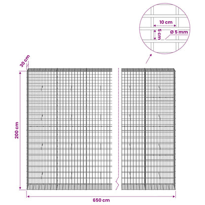vidaXL Gabion with 5 mm Wire and 5x10 cm Mesh 850x30x200 cm 6