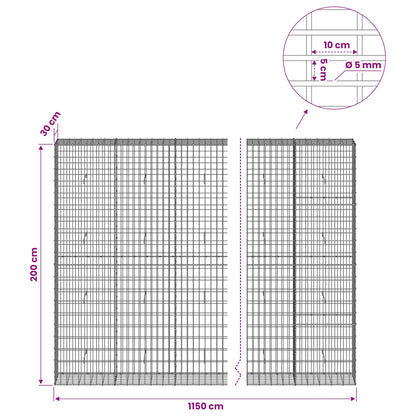 vidaXL Gabion with 5 mm Wire and 5x10 cm Mesh 1150x30x200 cm 6
