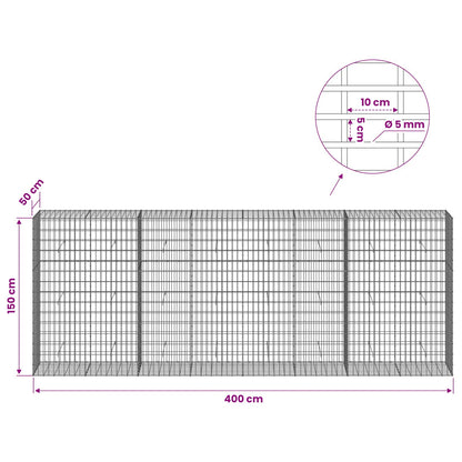 vidaXL Gabion with 5 mm Wire and 5x10 cm Mesh 400x50x150 cm 6