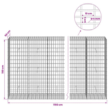 vidaXL Gabion with 5 mm Wire and 5x10 cm Mesh 1150x50x150 cm 6