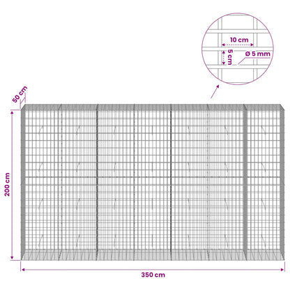 vidaXL Gabion with 5 mm Wire and 5x10 cm Mesh 350x50x200 cm 6