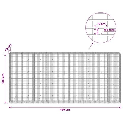 vidaXL Gabion with 5 mm Wire and 5x10 cm Mesh 450x50x200 cm 6
