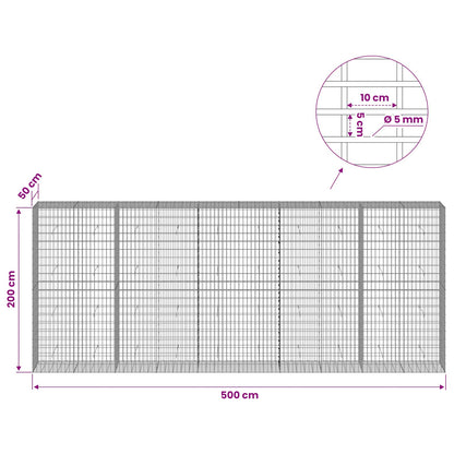 vidaXL Gabion with 5 mm Wire and 5x10 cm Mesh 500x50x200 cm 6