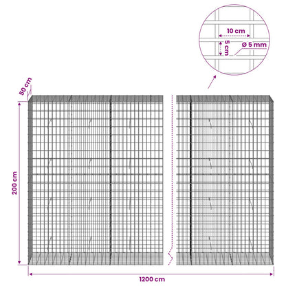 vidaXL Gabion with 5 mm Wire and 5x10 cm Mesh 1200x50x200 cm 6