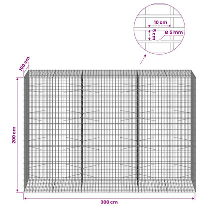 vidaXL Gabion with 5 mm Wire and 5x10 cm Mesh 300x100x200 cm 6