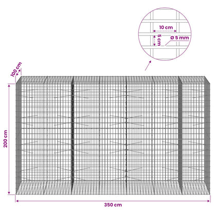 vidaXL Gabion with 5 mm Wire and 5x10 cm Mesh 350x100x200 cm 6
