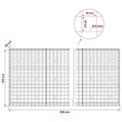 vidaXL Gabion with 5 mm Wire and 10x10 cm Mesh 700x30x150 cm 6