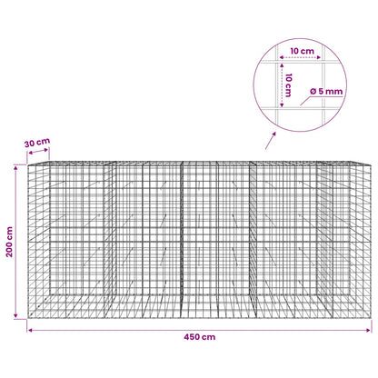 vidaXL Gabion with 5 mm Wire and 10x10 cm Mesh 450x30x200 cm 6