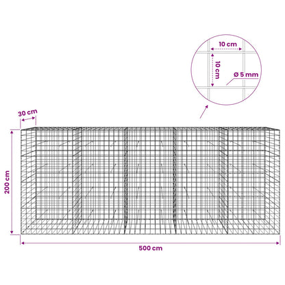 vidaXL Gabion with 5 mm Wire and 10x10 cm Mesh 500x30x200 cm 6