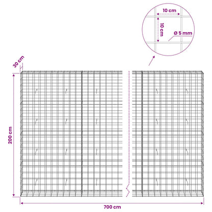 vidaXL Gabion with 5 mm Wire and 10x10 cm Mesh 700x30x200 cm 6