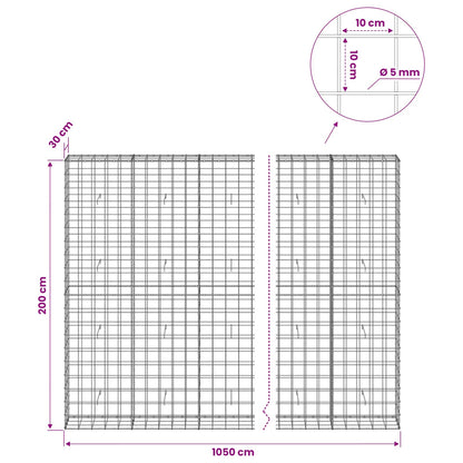 vidaXL Gabion with 5 mm Wire and 10x10 cm Mesh 1050x30x200 cm 6