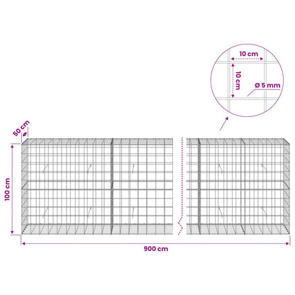 vidaXL Gabion with 5 mm Wire and 10x10 cm Mesh 900x50x100 cm 6