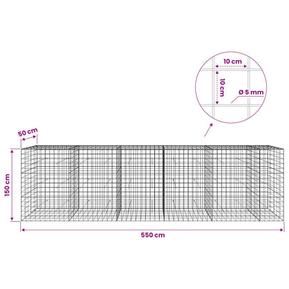 vidaXL Gabion with 5 mm Wire and 10x10 cm Mesh 550x50x150 cm 6