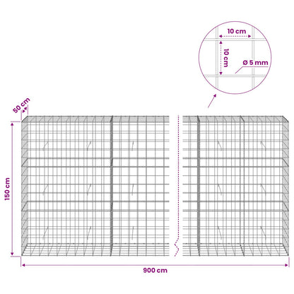 vidaXL Gabion with 5 mm Wire and 10x10 cm Mesh 900x50x150 cm 6