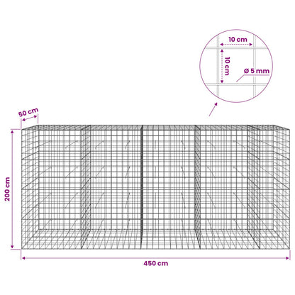 vidaXL Gabion with 5 mm Wire and 10x10 cm Mesh 450x50x200 cm 6