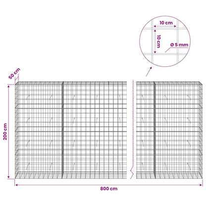 vidaXL Gabion with 5 mm Wire and 10x10 cm Mesh 800x50x200 cm 6