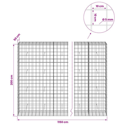 vidaXL Gabion with 5 mm Wire and 10x10 cm Mesh 1150x50x200 cm 6