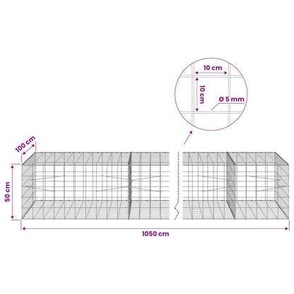 vidaXL Gabion with 5 mm Wire and 10x10 cm Mesh 1050x100x50 cm 6