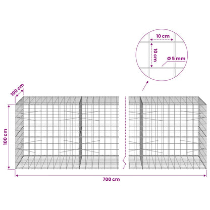 vidaXL Gabion with 5 mm Wire and 10x10 cm Mesh 700x100x100 cm 6