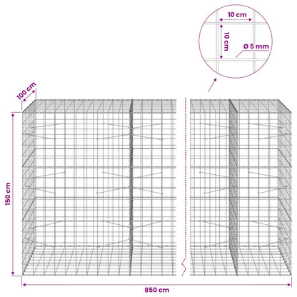 vidaXL Gabion with 5 mm Wire and 10x10 cm Mesh 850x100x150 cm 6