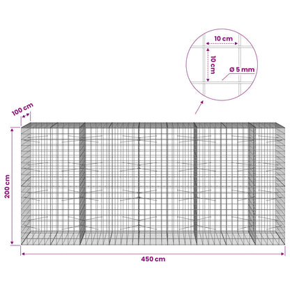 vidaXL Gabion with 5 mm Wire and 10x10 cm Mesh 450x100x200 cm 6