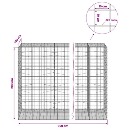vidaXL Gabion with 5 mm Wire and 10x10 cm Mesh 650x100x200 cm 6