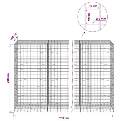 vidaXL Gabion with 5 mm Wire and 10x10 cm Mesh 700x100x200 cm 6