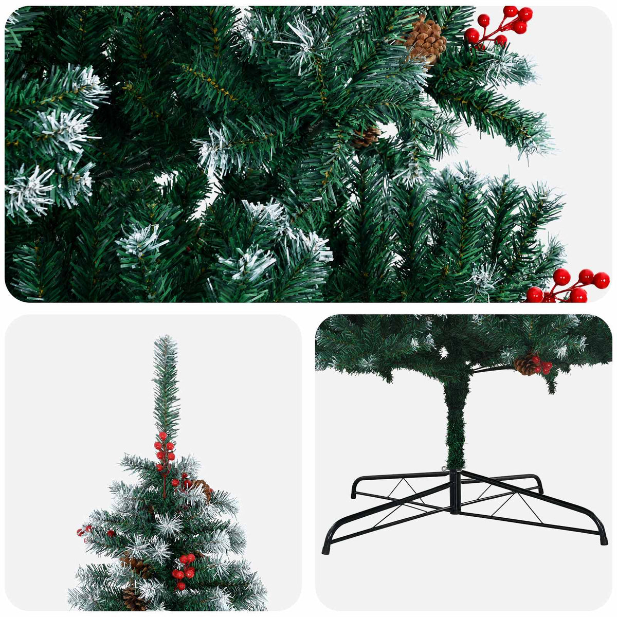 vidaXL Artificial Christmas Tree 500 cm PVC and Steel Green and White 4