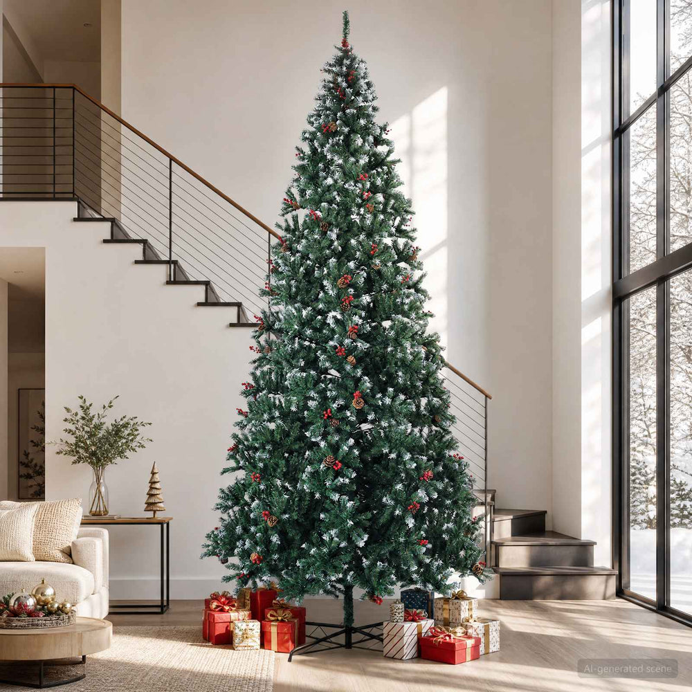 vidaXL Artificial Christmas Tree 500 cm PVC and Steel Green and White