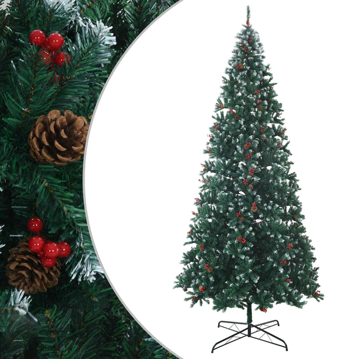 vidaXL Artificial Christmas Tree 500 cm PVC and Steel Green and White 2
