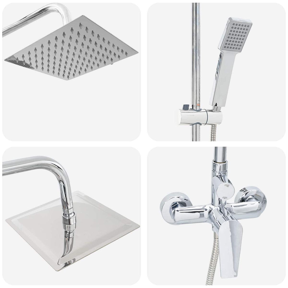 Shower System Stainless Steel 21 x 48 x 112 cm Chrome Square